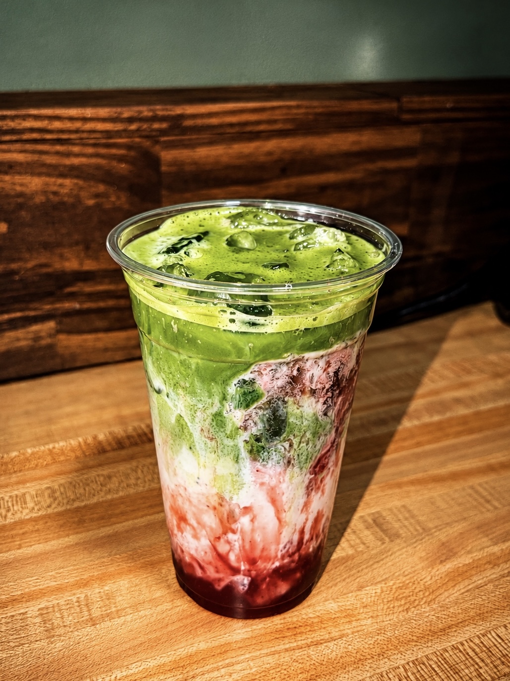 Protein shake and matcha latte